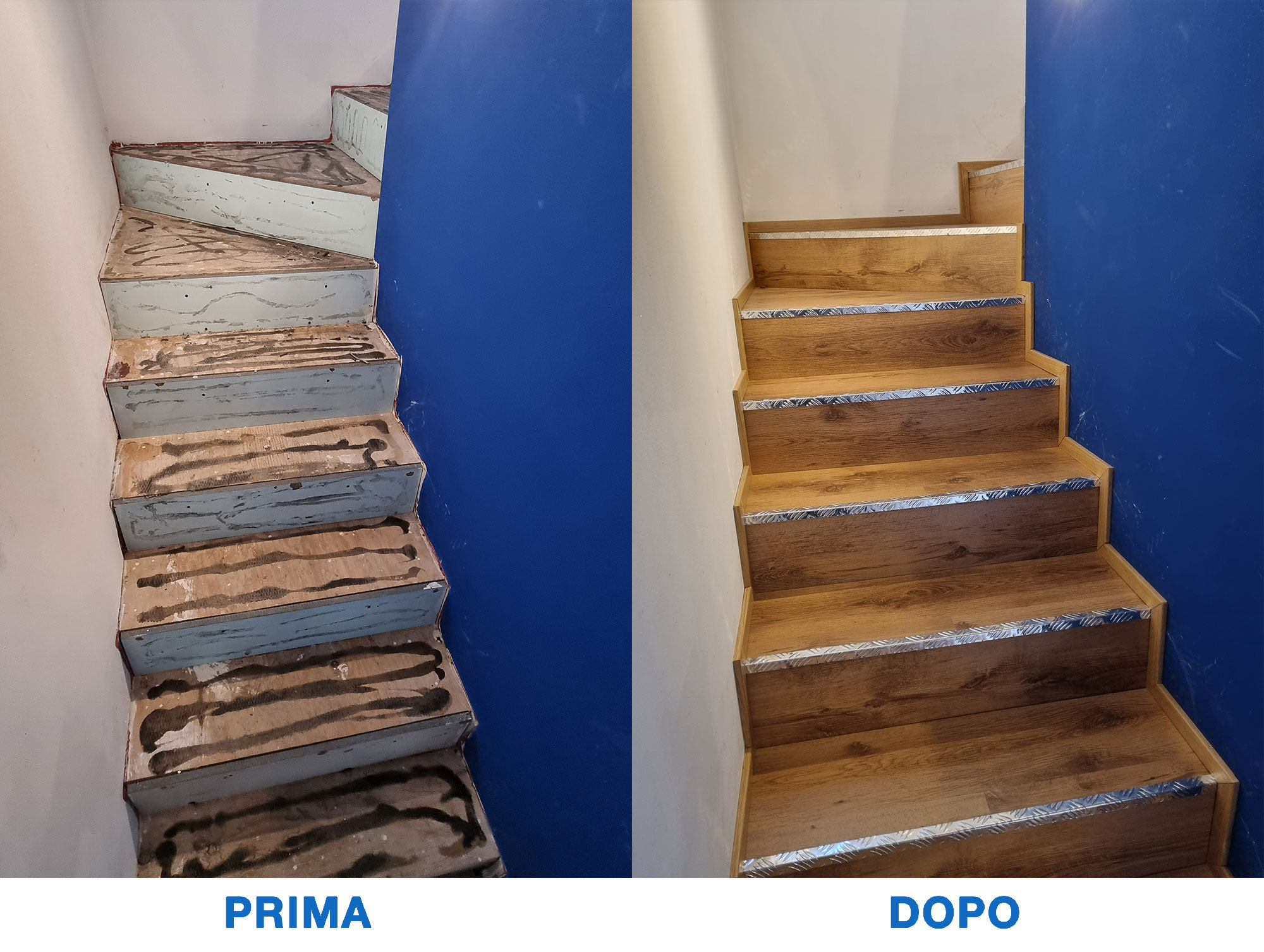 Gradini in laminato. Scala in palestra.